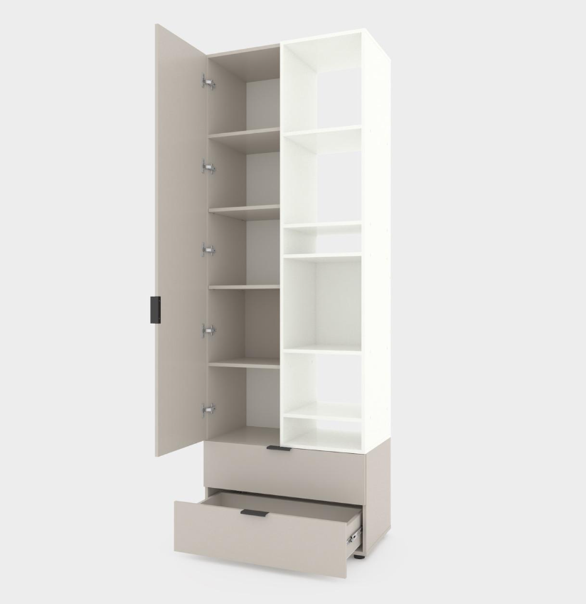 Шафа Metkas Home A001R ЛДСП 800x420x2300 мм Кашемір/Білий Сніг