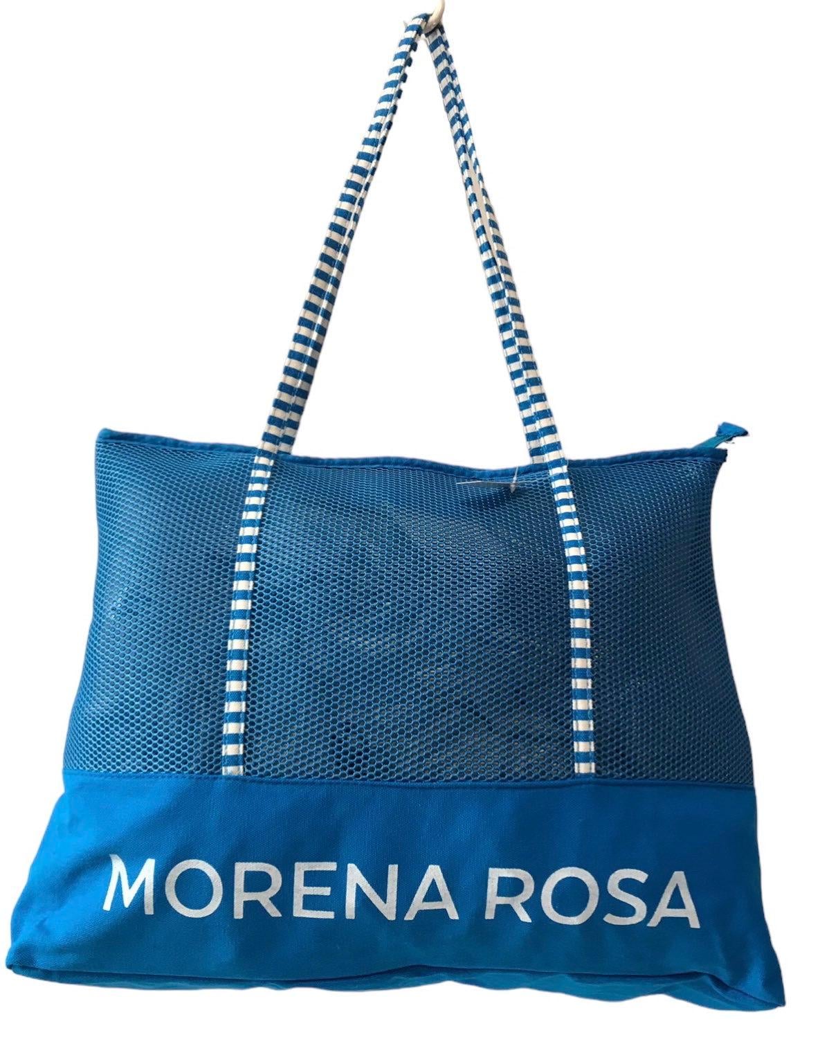 Сумка пляжна жіноча літня з тканини та сітки на блискавці Блакитний (HA320) Сумка пляжна жіноча літня з тканини та сітки на блискавці Блакитний (HA320)