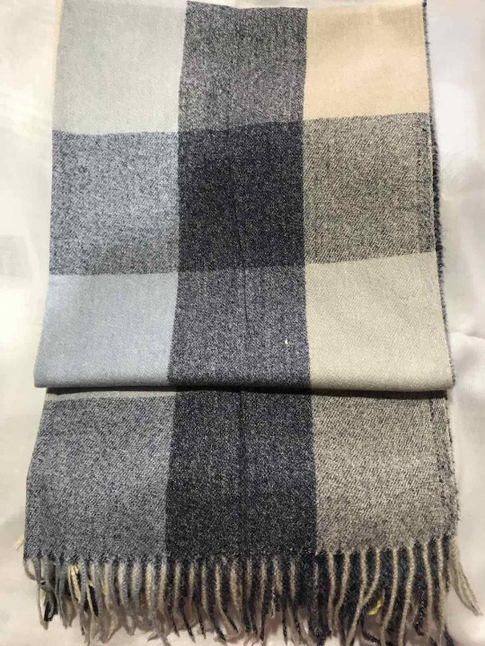 Шарф женский кашемировый в клетку Бежевый/Серый (ШарфКаш69)