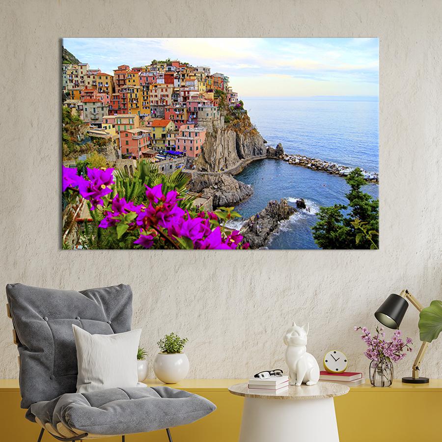 Настінний декор картина на холсті для інтер’єру Чінкве-Терре, Італія 120x80 см (324-1)