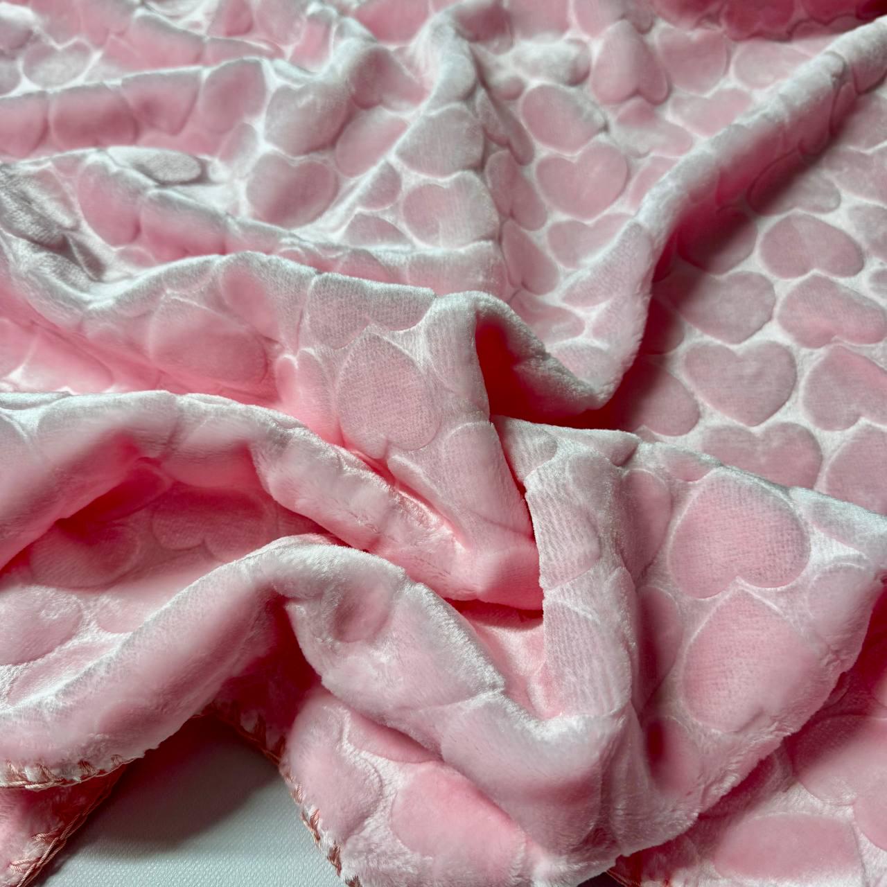 Плед дитячий плюшевий Сердечка 110x140 см Рожевий (32614586)