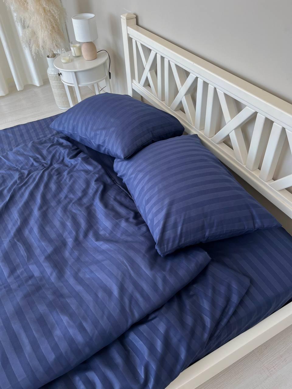 Комплект постельного белья ZHN семейный страйп сатин 200х220 см Темно-синий - фото 9 Комплект постельного белья ZHN семейный страйп сатин 200х220 см Темно-синий - фото 9