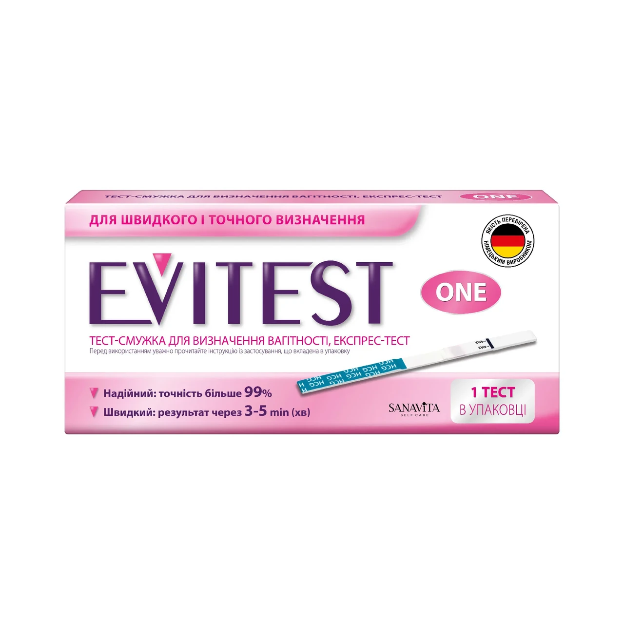 Тест для визначення вагітності Evitest One 1 шт.