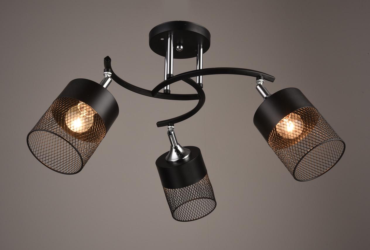 Люстра Svlight потолочная трехламповая поворотная 3656-3 Черный/Хром (1690410181)