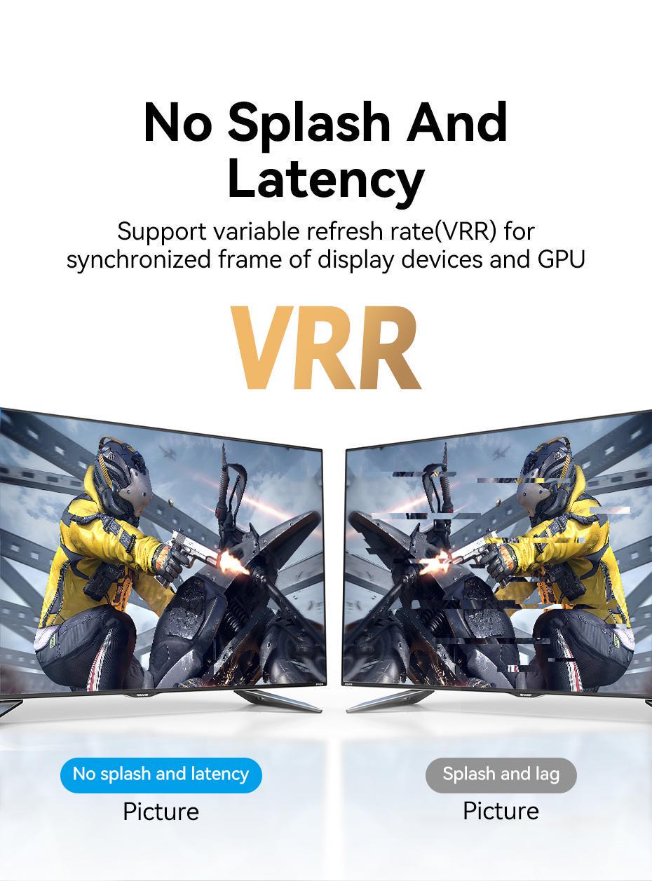 Кабель Vention HDMI 2.1 8K 60Hz 4K 120Hz 2K 144Hz 1080p 160Hz eARC, 12 біт, 48 Гбіт/с 1 м Чорний (ALGLF) - фото 12