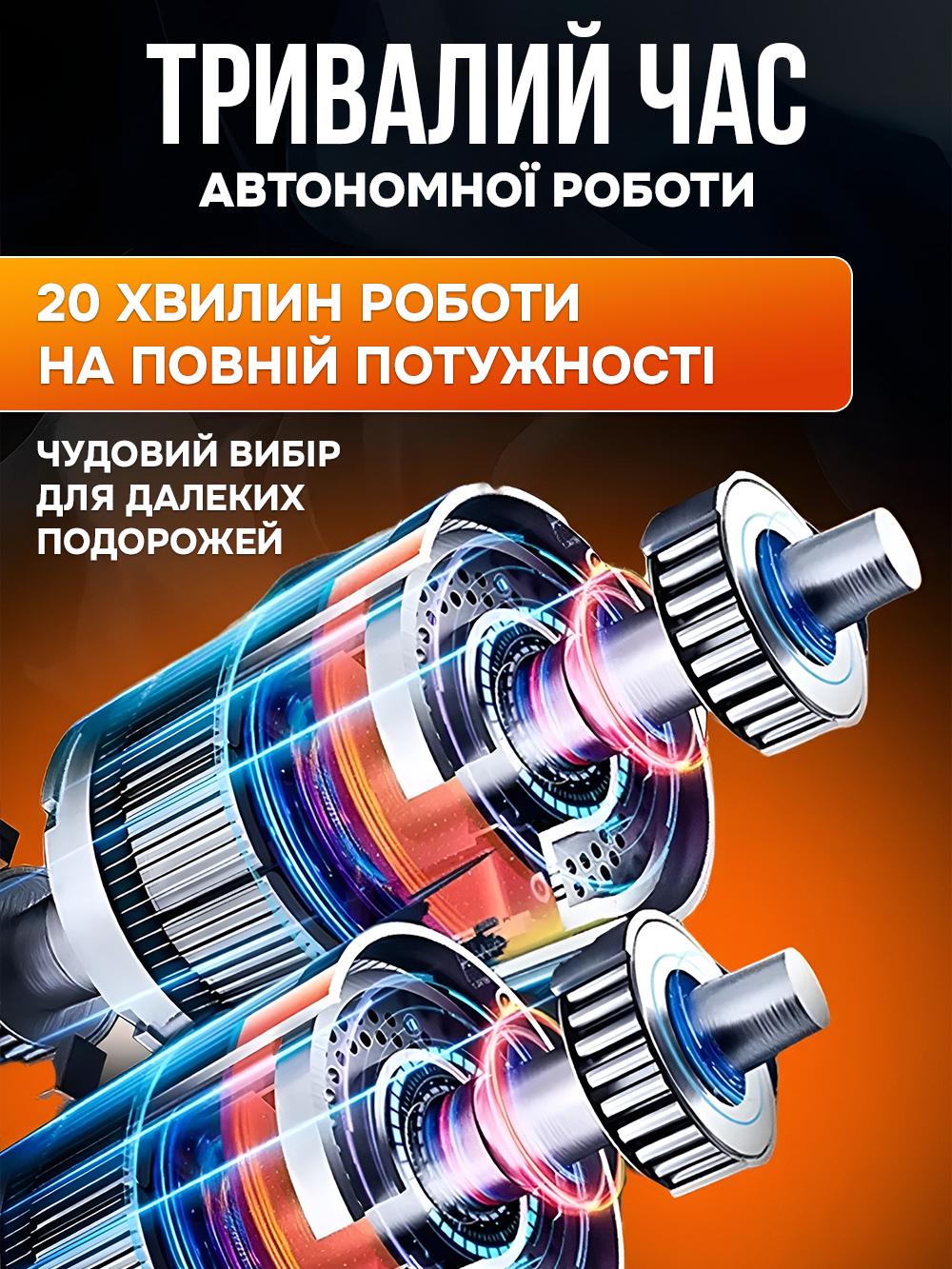 Автокомпресор Andowl C80X1 5в1 з павербанком для шин авто/мотоцикла/самоката/велосипеда/м'яча Чорний (fda42e91) - фото 6