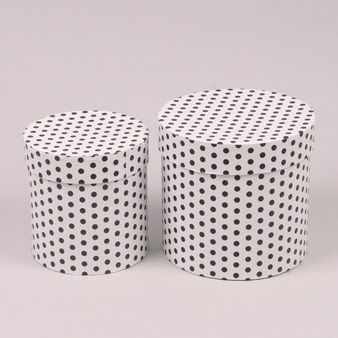 Комплект коробок для цветов Flora 2 шт. Белый в черный горошек (39908)