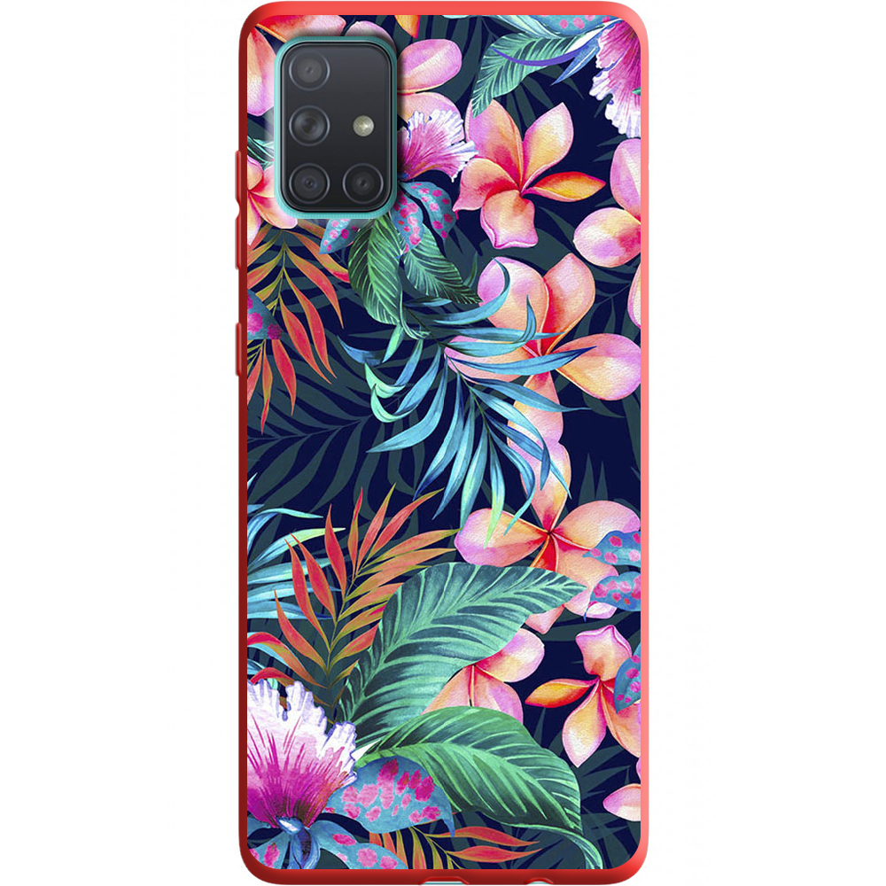 Чохол BoxFace Samsung A715 Galaxy A71 flowers in the tropics Червоний силікон  (38850-up1971-38949)