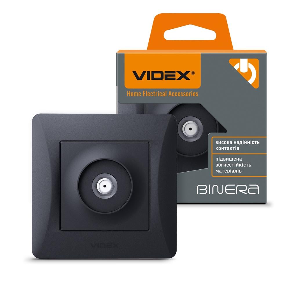 Розетка одинарная Videx Binera SAT спутниковая Черный графит (11096)