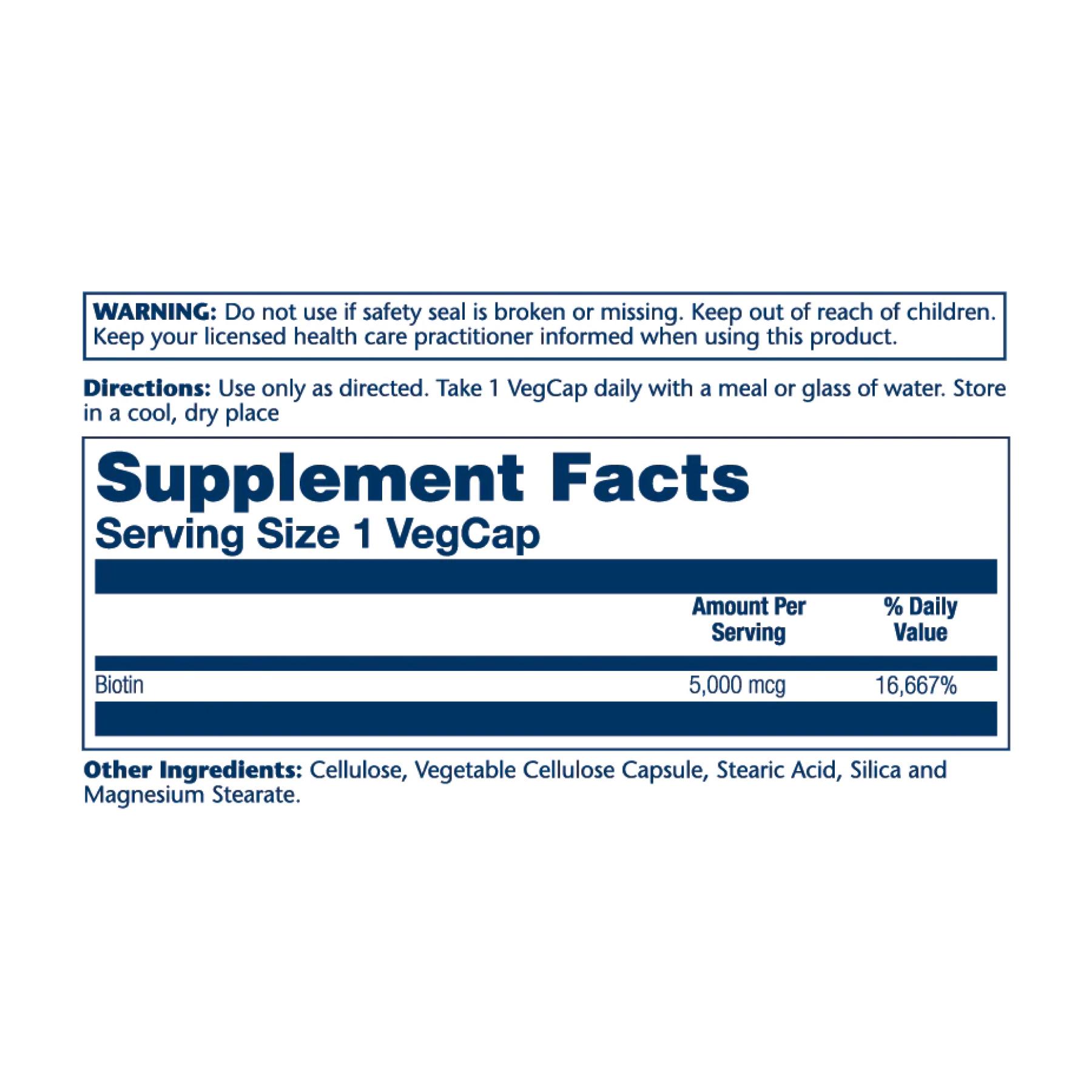 Натуральная добавка Biotin 5000 mcg 60 vcaps (2022-10-1794) - фото 2