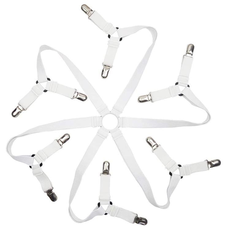 Фиксатор-держатель для простыни/скатерти регулируемый длинный на 12 фиксаторов Белый (29652)