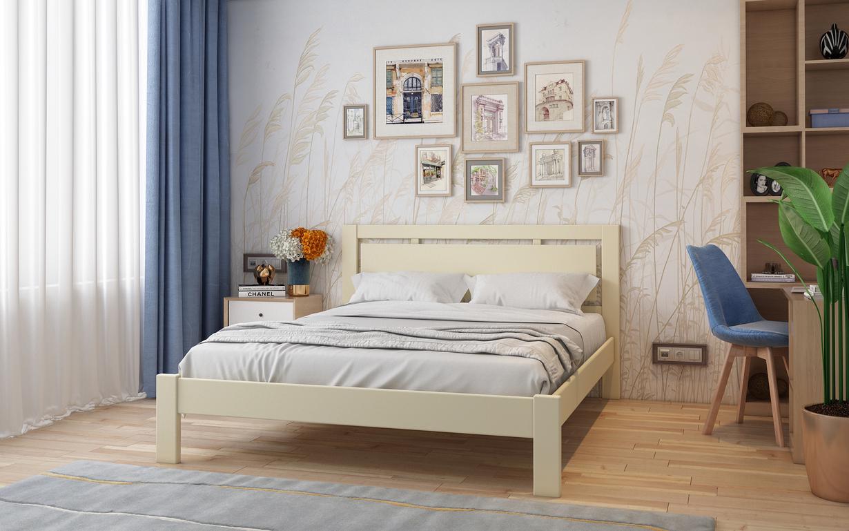 Кровать полуторная STEMMA Прайм натуральное дерево сосна 140x200 см Айвори (52181)