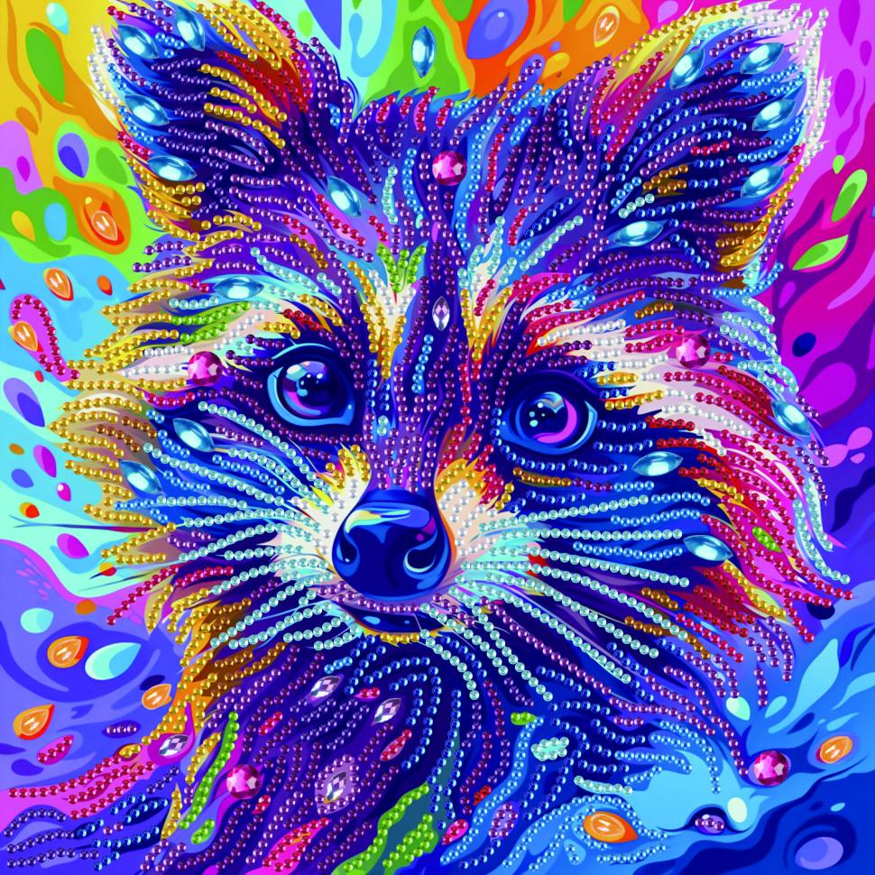 Алмазная мозаика Brushme Цветной енот 25x25 см (BH031)