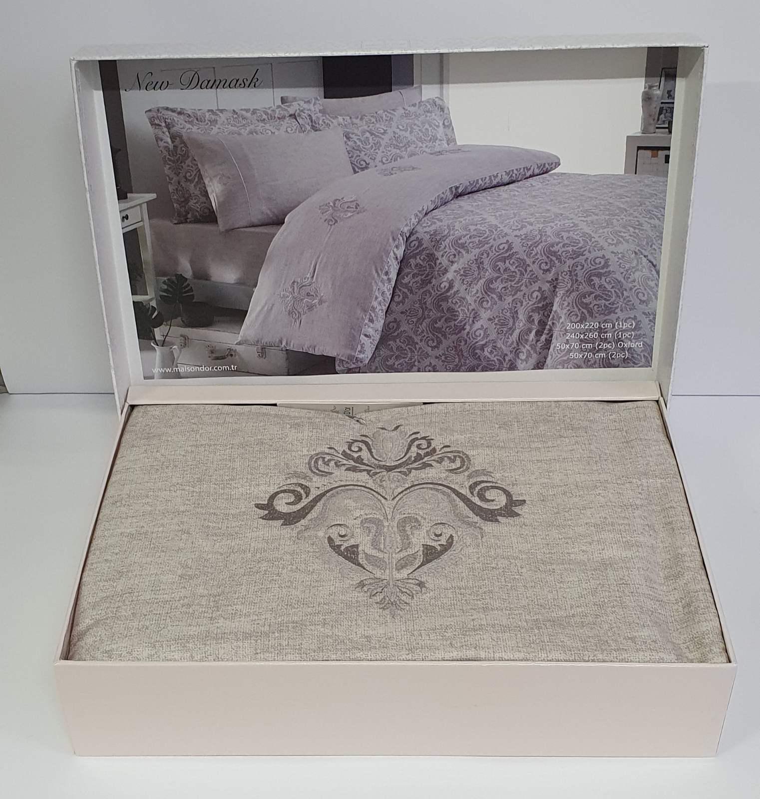 Комплект постельного белья Maison D'or Cатин 200х220 New Damask Beige (CN6149)