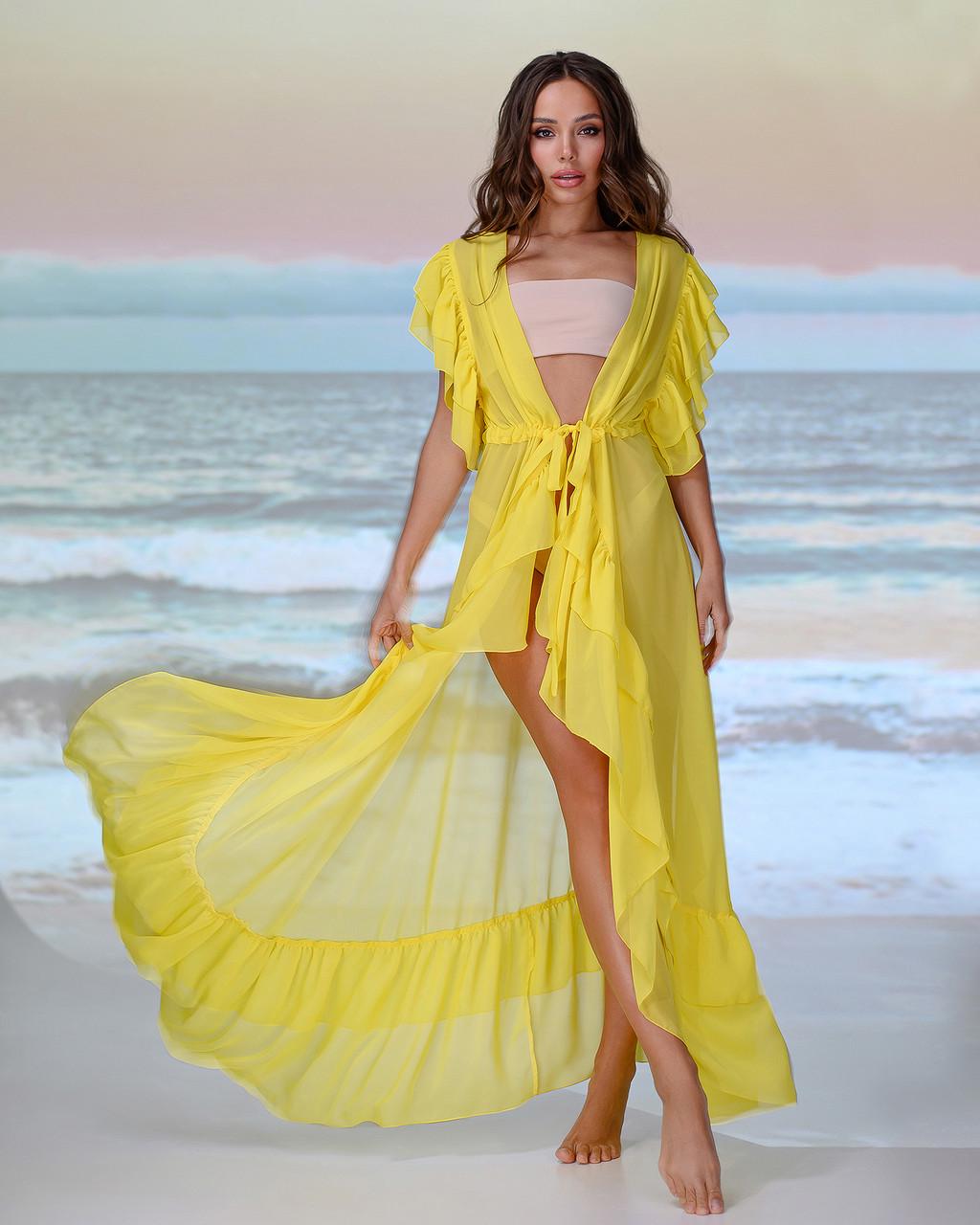 Туника пляжная с воланами 002 Желтый (33386509)