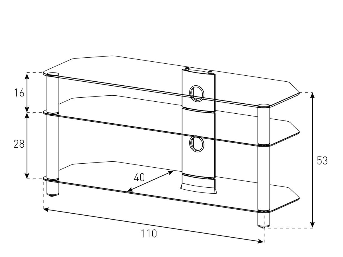 Подставка для телевизора Sonorous NEO 3110-B-SLV 110x40x53 см Черный/Серебристый (3110) - фото 6