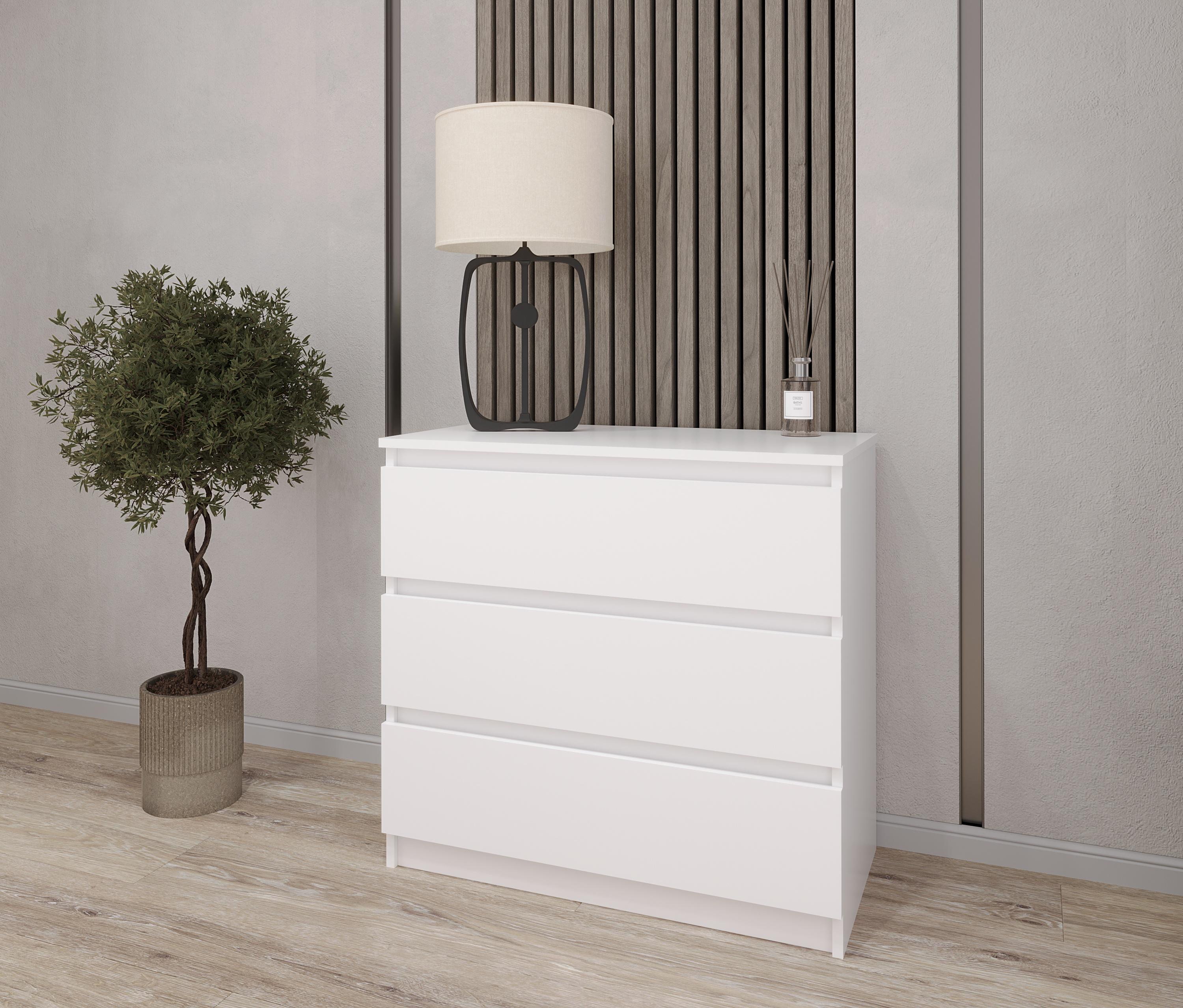 Комод на 3 выдвижных ящика ДСП 600х755х400 мм Белый (NT-217)