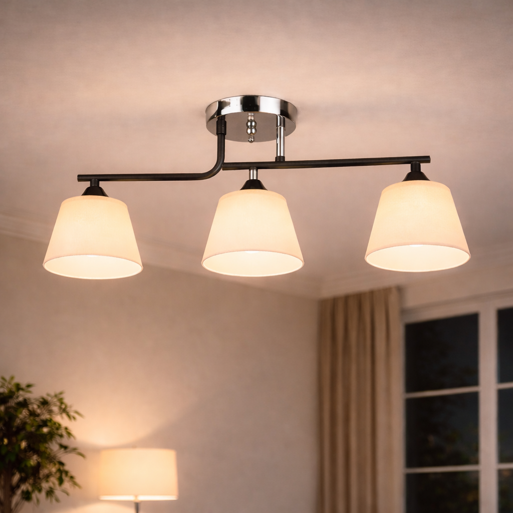 Люстра Valeso с тремя круглыми плафонами под лампу Е27 Черный/Хром (K2311/3)