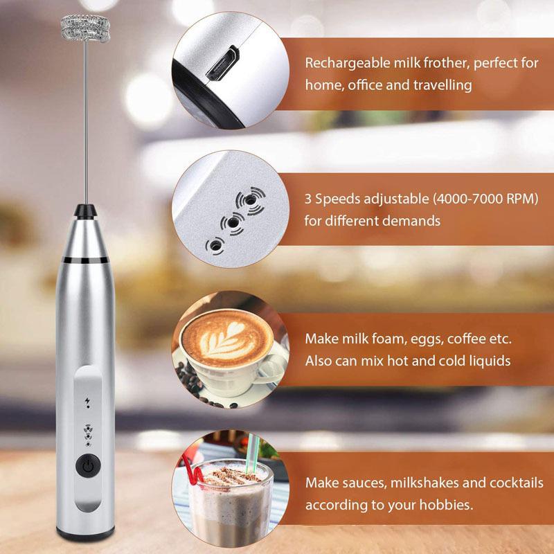 Капучинатор-міксер Electric Milk Frother AN-70 3 насадки Сріблястий - фото 8