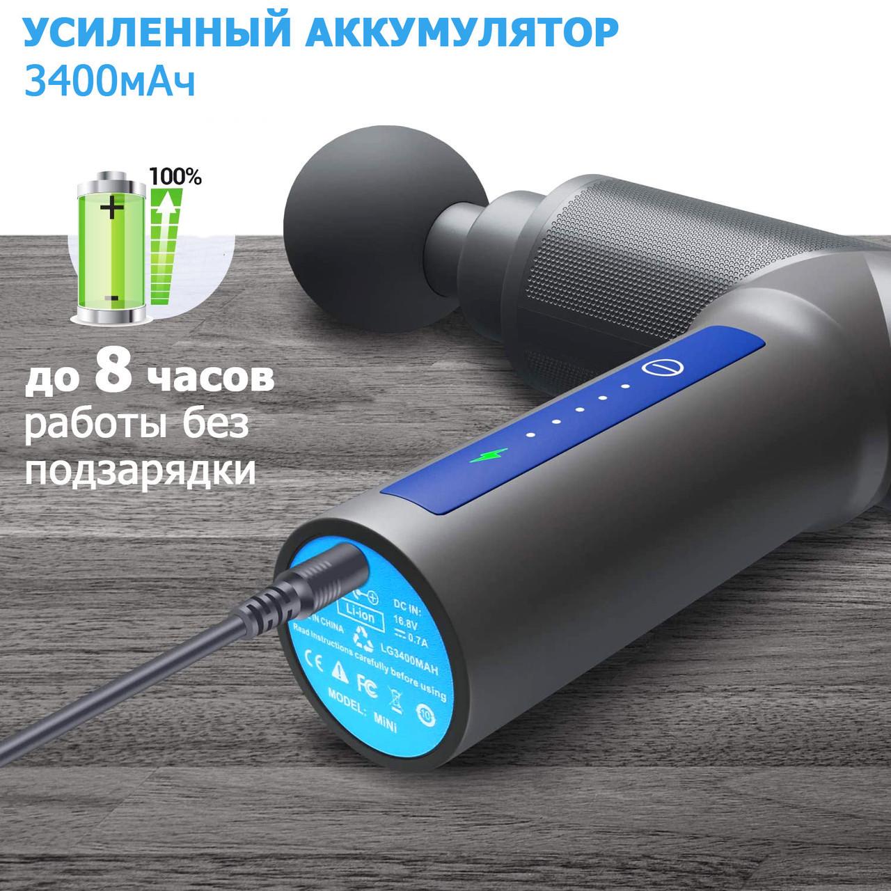 Портативный ручной массажер пистолет для тела Massage Gun miniPRO - фото 8