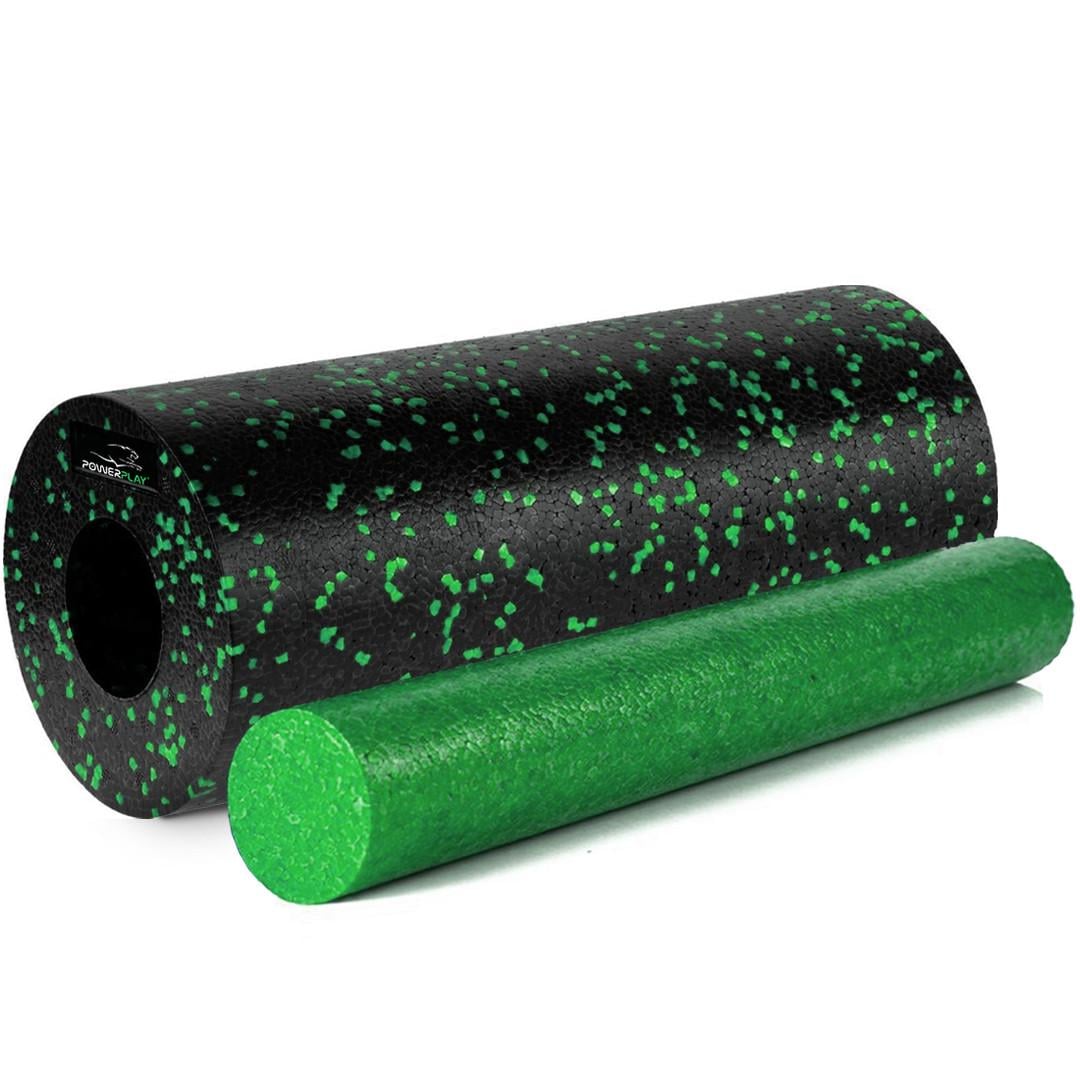 Ролик масажний гладкий PowerPlay PP-4348 2 in 1 EPP Foam Roller 33x14 см Чорний/Зелений