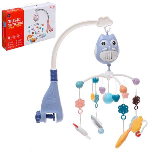 Мобиль музыкальный Сова мелодии/погремушки/прорезыватели Голубой (RT 668-13)