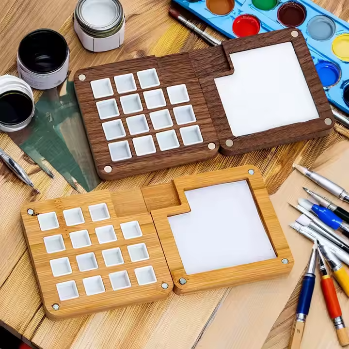 Мини-палитра деревянная для акварельных красок 15x7,5x0,8 см (JH-CXSD-P01) - фото 6