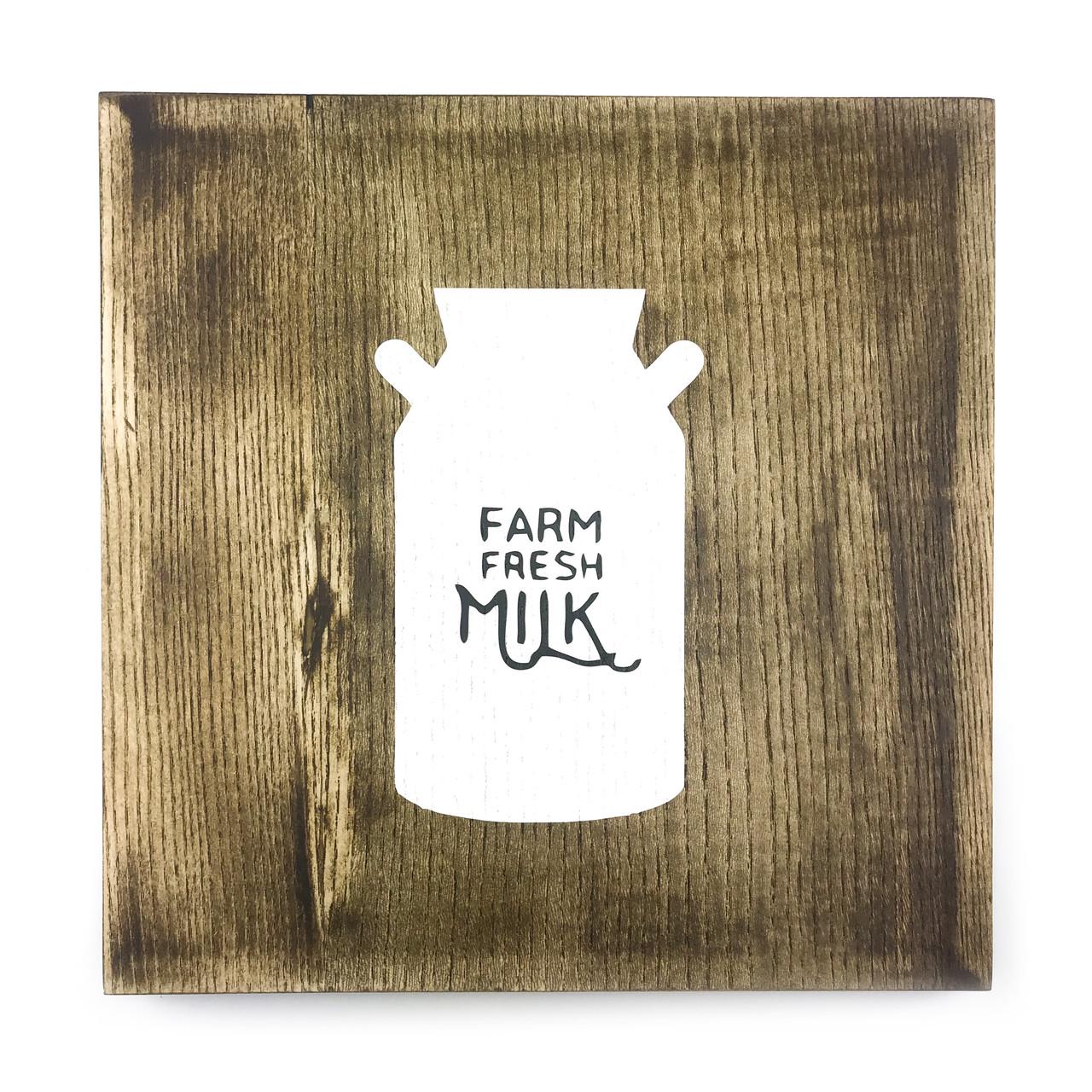 Картина деревянная Farm fresh milk 25х25 мм Коричневый (кд000225х25)