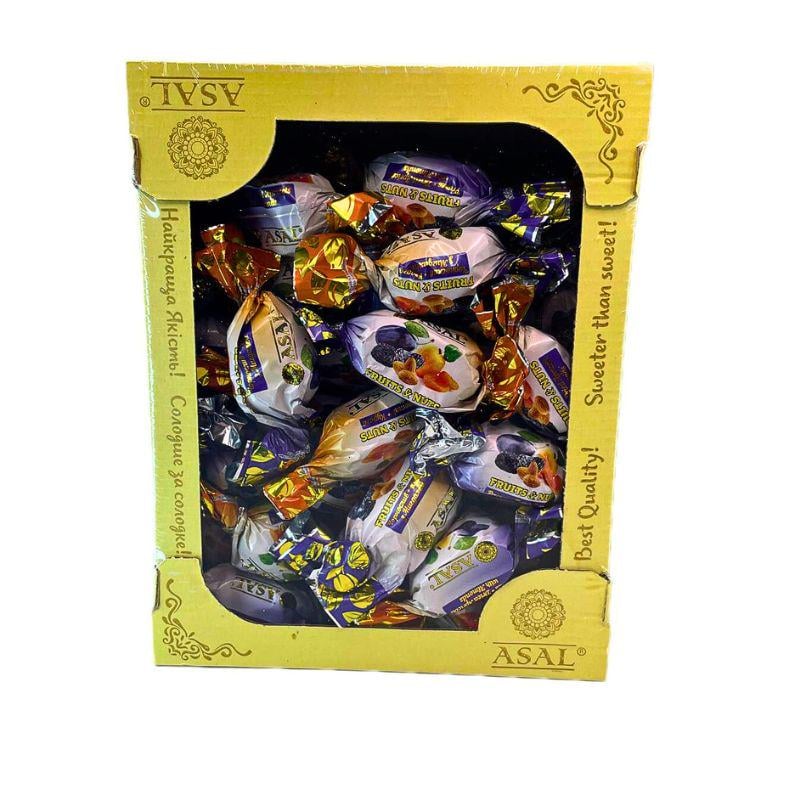 Конфеты Асал Сухофрукты и орехи в шоколадной глазури 1 кг в коробке 1 кг (Asal-candies-PDAA)