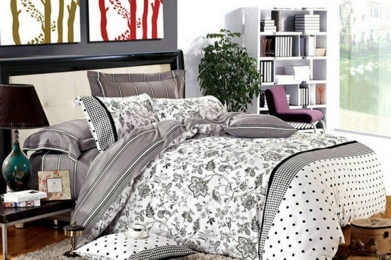 Комплект постельного белья Zastelli 2105 сатин евро 200х220 Серый