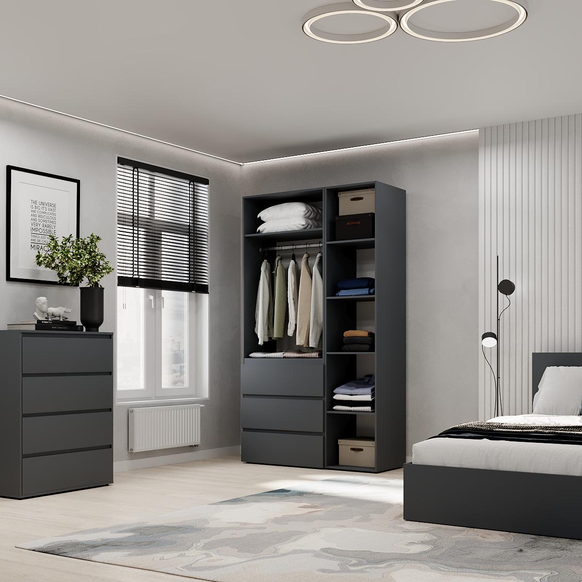 Шкаф распашной комбинированный ART IN HEAD №2 Light 1200x500x2200 мм Графит серый (GALTK027000000) - фото 4 Шкаф распашной комбинированный ART IN HEAD №2 Light 1200x500x2200 мм Графит серый (GALTK027000000) - фото 4