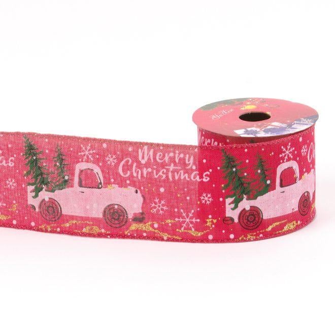 Лента новогодняя декоративная Flora 6,3 см х 2,7 м Красный (43337)