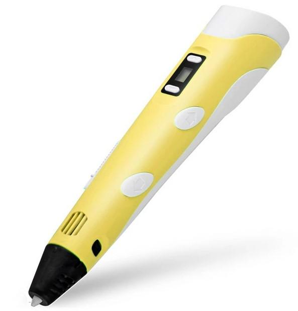 Ручка з дисплеєм 3D Pen 2 із пластиком та трафаретами 120 м Жовтий (x-25) - фото 3