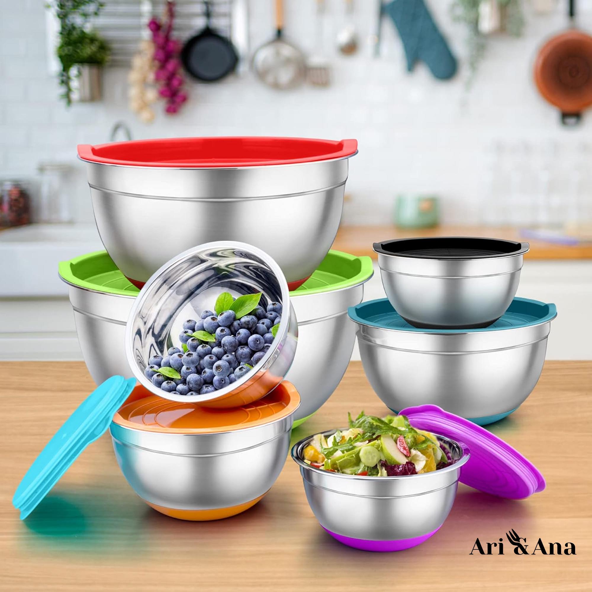 Набір металевих мисок Ari&Ana з силіконовим дном і кришкою 30-16 см 4 шт. Різнокольоровий - фото 5 Набір металевих мисок Ari&Ana з силіконовим дном і кришкою 30-16 см 4 шт. Різнокольоровий - фото 5