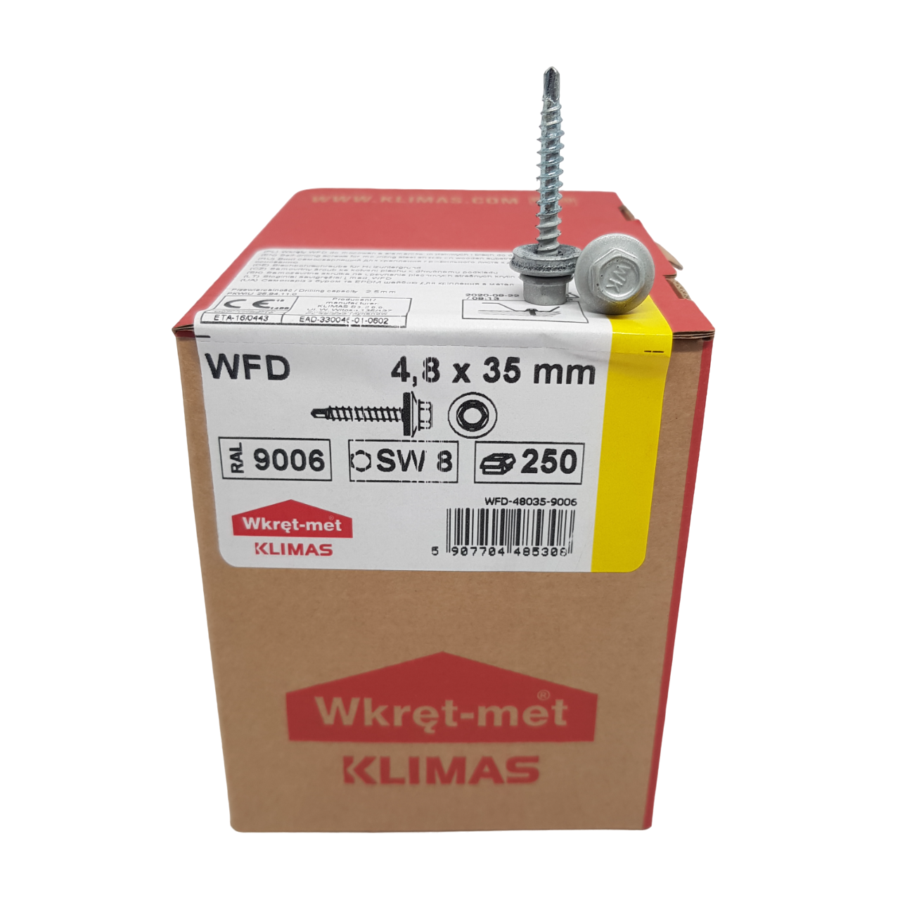 Саморез кровельный Wkret-Met WFD по дереву с шайбой EPDM 4,8х35 мм (RAL 9006)