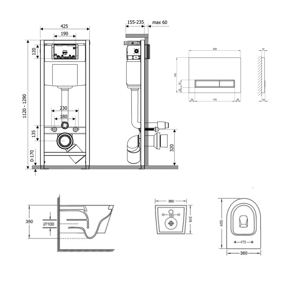 Унітаз підвісний Q-tap ​​Jay Ultra Quiet QT07335177W + Nest/комплект інсталяції 4в1 QT0133M425 + M08381CRM - фото 2