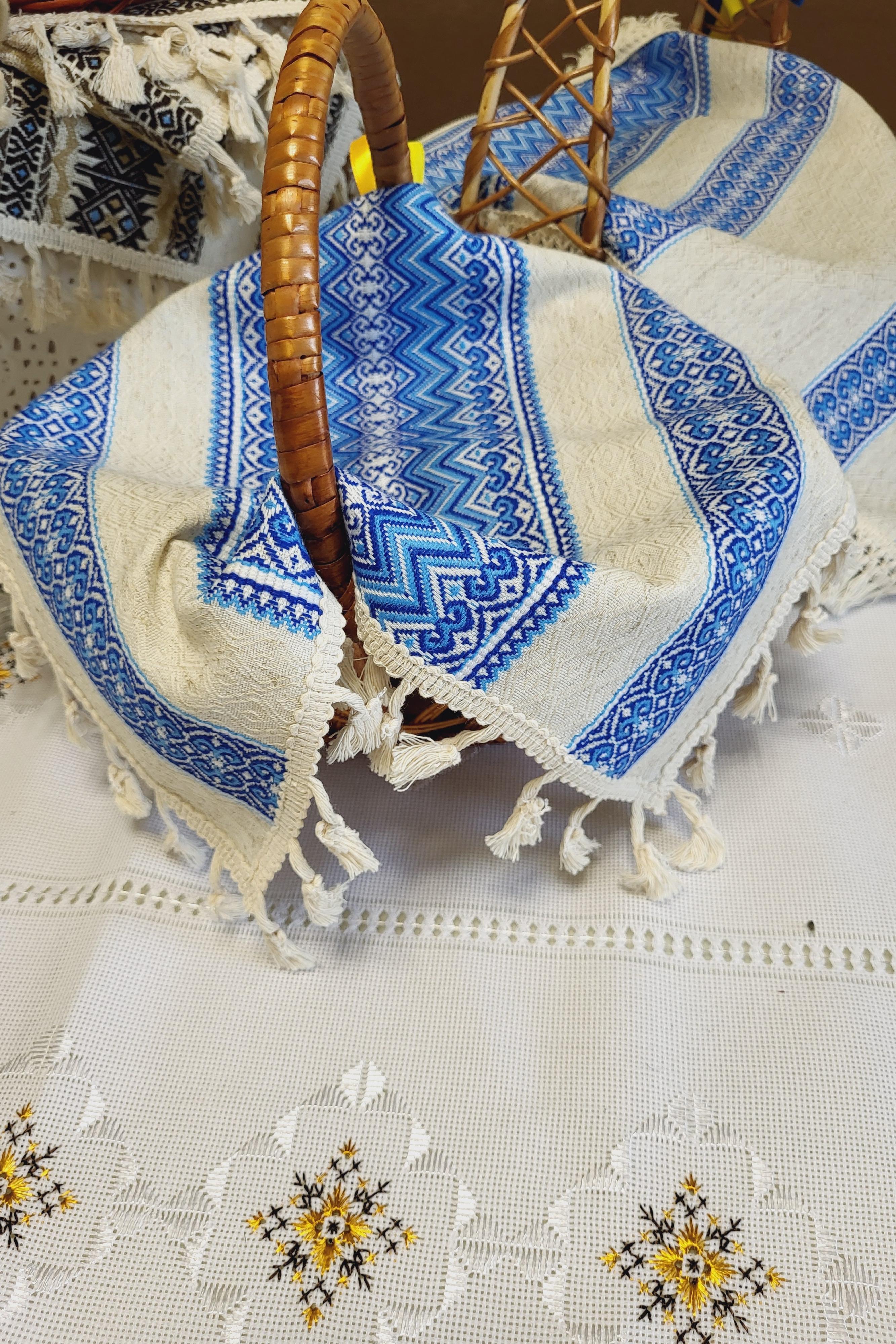 Серветка-рушник тканинно-декоративна з бахромою на святковий кошик (Арт-061мал) - фото 2