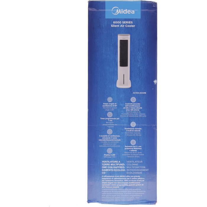 Мобильный кондиционер Midea с водяным охлаждением/ионизацией и увлажнением с пультом 55 Вт 5 л Белый (1844647) - фото 9 Мобильный кондиционер Midea с водяным охлаждением/ионизацией и увлажнением с пультом 55 Вт 5 л Белый (1844647) - фото 9