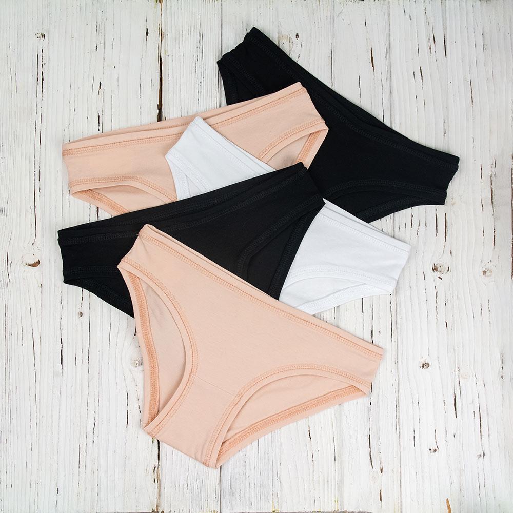Набор трусов хлопковых XS 5 шт. Телесный/Белый/Черный
