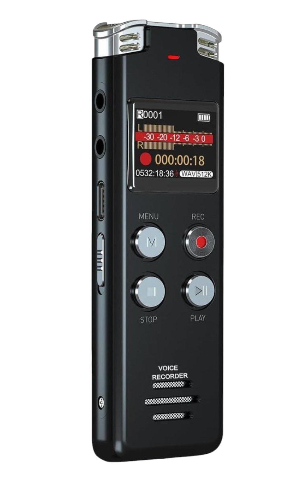 Диктофон цифровой EVISTR для записи голоса с функцией шумоподавления 128 Гб