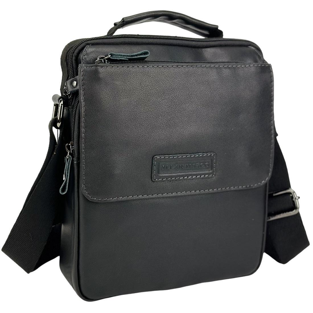 Мужская сумка через плечо Royal Bag RR-9101A из натуральной кожи Черный (7935)