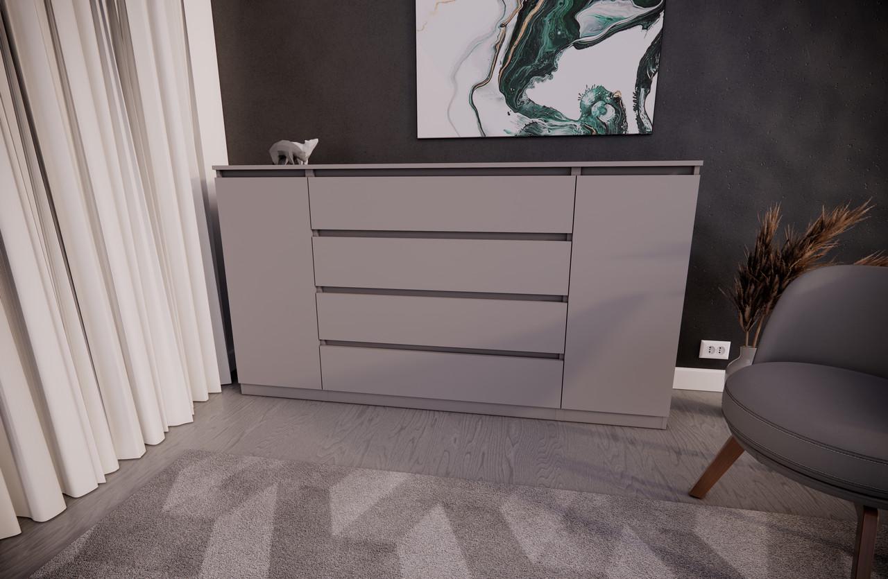 Комод MEBEX на 4 шухляди з боковими відкритими секціями 180х40х100 см Сірий світлий (VERTO4B1800LG)