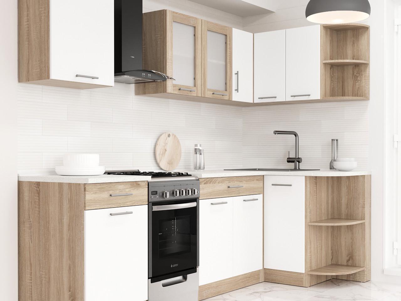 Комплект угловой кухни №1 Эверест Эко Нова 2,4х1,2 м со столешницей Сонома/Белый (ЭК-27007.01) - фото 2 Комплект угловой кухни №1 Эверест Эко Нова 2,4х1,2 м со столешницей Сонома/Белый (ЭК-27007.01) - фото 2