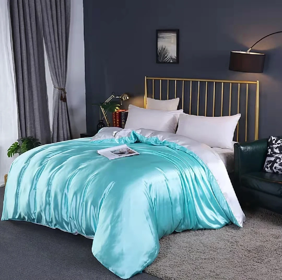 Комплект постільної білизни Moka Textile євро 2 наволочки 50х70 см/70х70 см Біло-бірюзовий (2392407214)