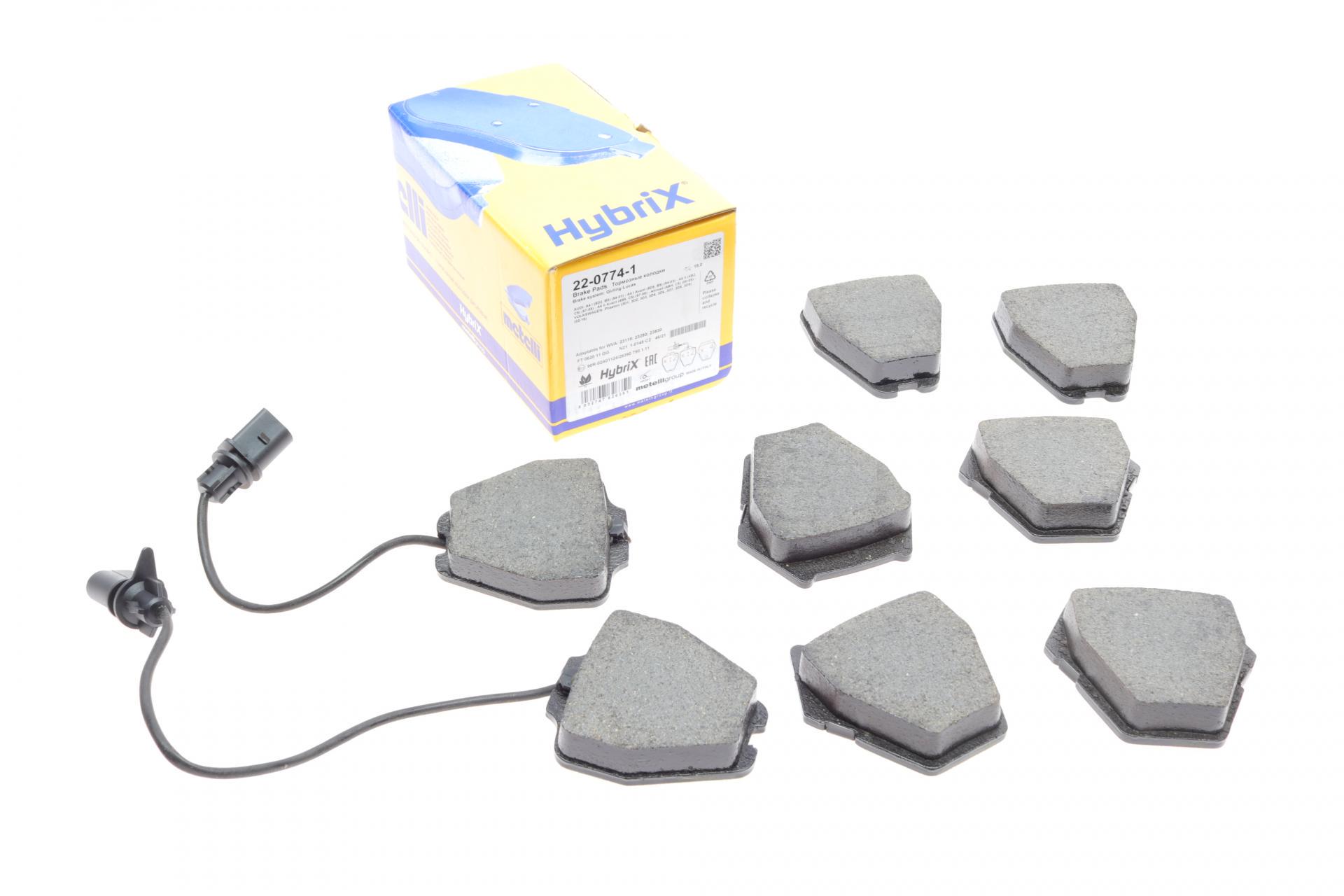 Тормозные колодки передние METELLI для Audi A4 97-01/A6 97-05/Phaeton 02-08 с датчиками (22-0774-1)