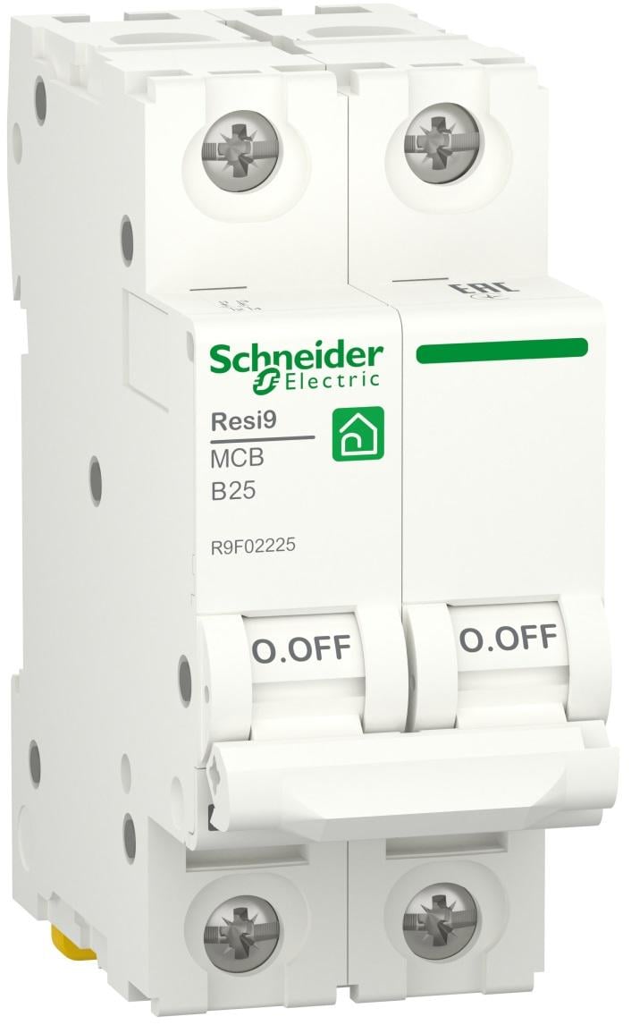 Автоматический выключатель Schneider Electric RESI9 2P 25A 6кА В (R9F02225) - фото 1