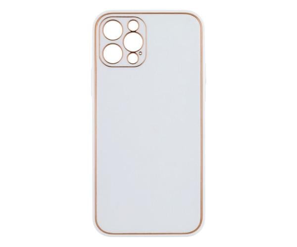 Чехол-накладка Leather Gold with Frame without Logo для Apple iPhone 12 Pro 13, White