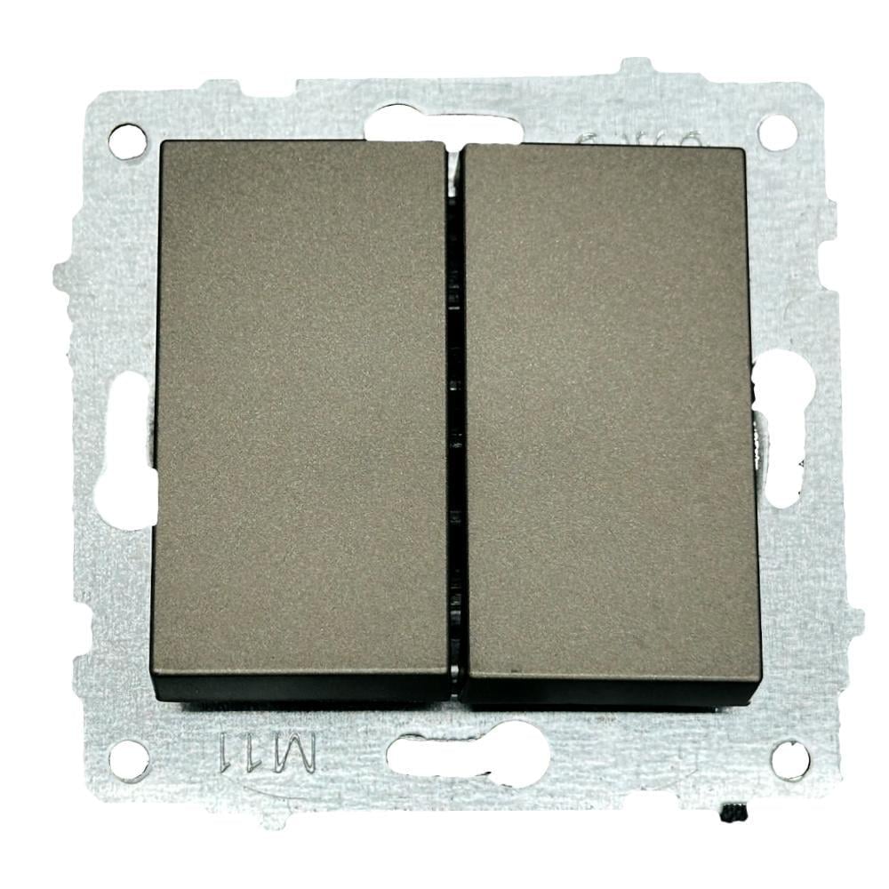 Выключатель двухклавишный Ovivo Grano Антрацит (27549794)