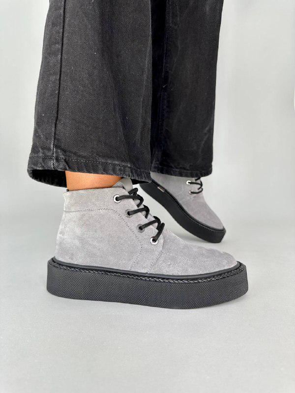 Ботинки женские замшевые короткие демисезонные р. 37 Серый (9100д/37)