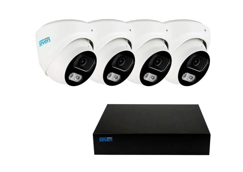 Комплект видеонаблюдения SEVEN IP-7212W4P4-2MP на 4 купольные 2 Мп IP-камеры